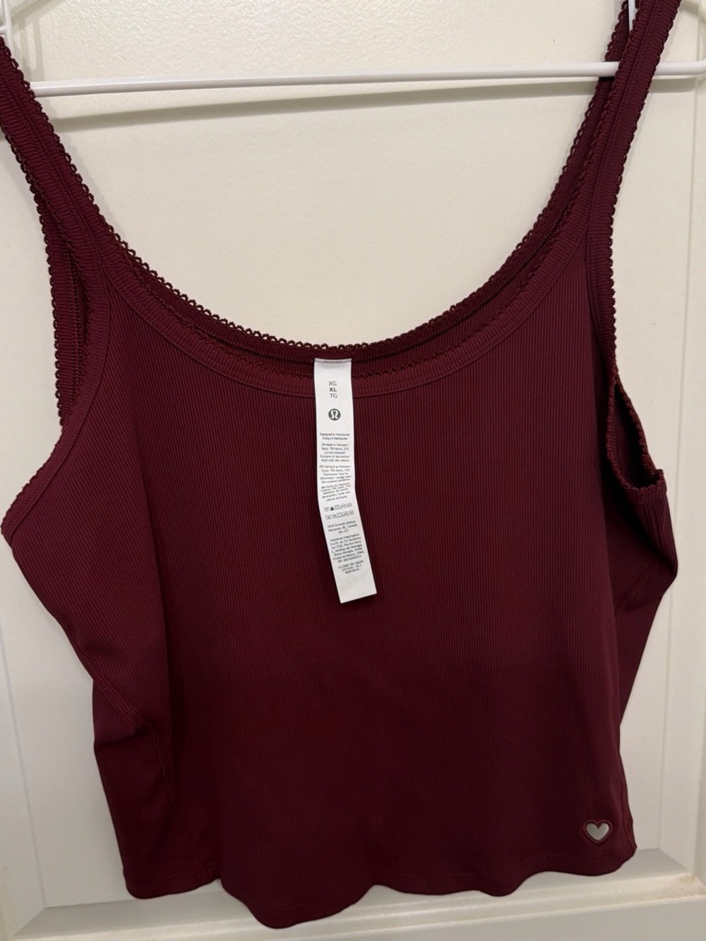 lululemon Ribbed heart tank in Burgundy bay